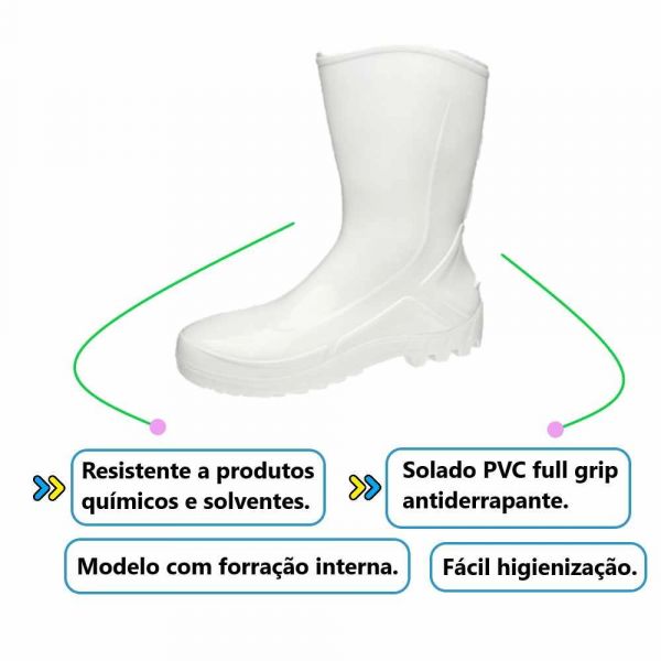 Bota De Borracha Branca Curta N° 41 Marluvas