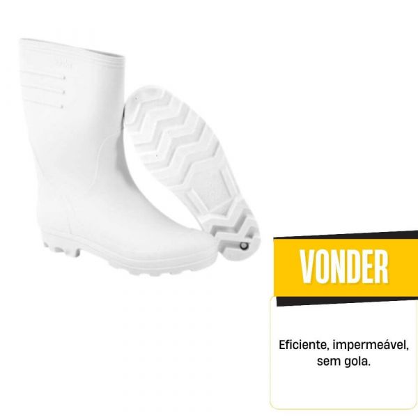 Bota de Borracha Branca Cano Médio Nº39 C.A 43107 Vonder