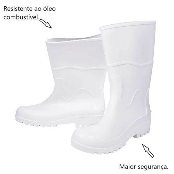Bota de Borracha Cano Médio Nº 38 Branco Kala 