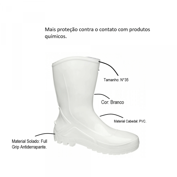 Bota De Borracha Branca Curta Nº 35 Marluvas
