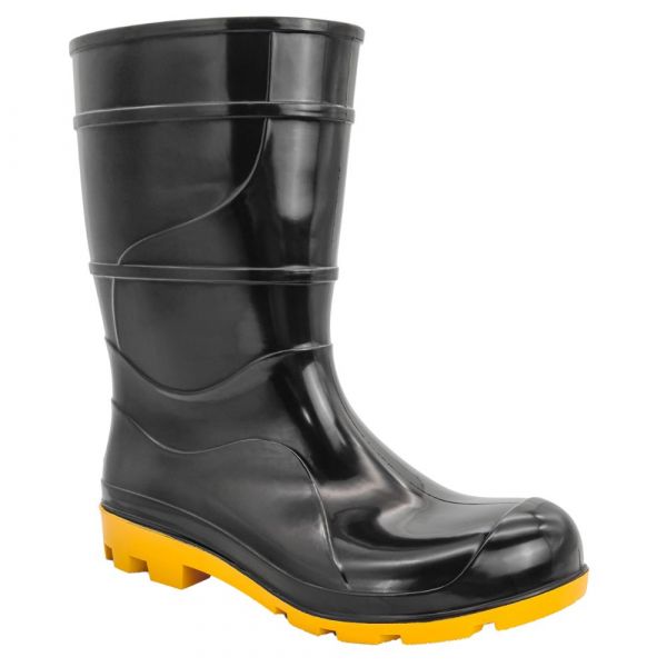 Bota de Borracha Curta Preta com Amarelo N° 38 Cartom