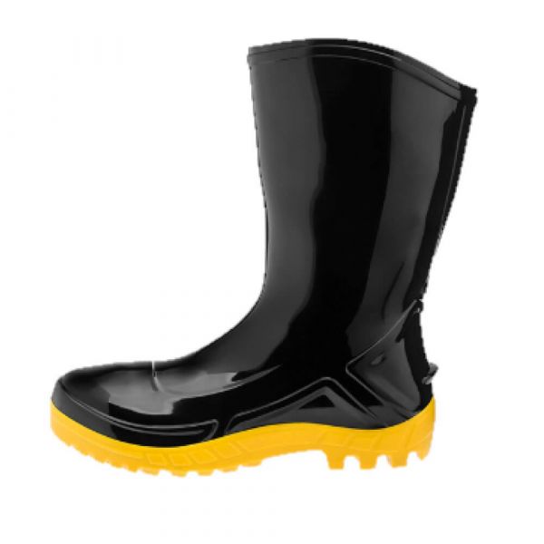 Bota De Borracha Preta Curta Com Solado Amarelo N° 45 Vulcaflex