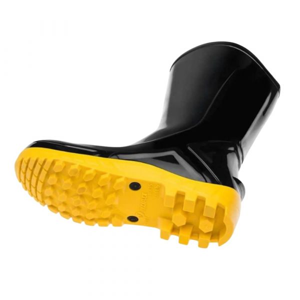 Bota De Borracha Preta Curta Com Solado Amarelo N°44 Vulcaflex 