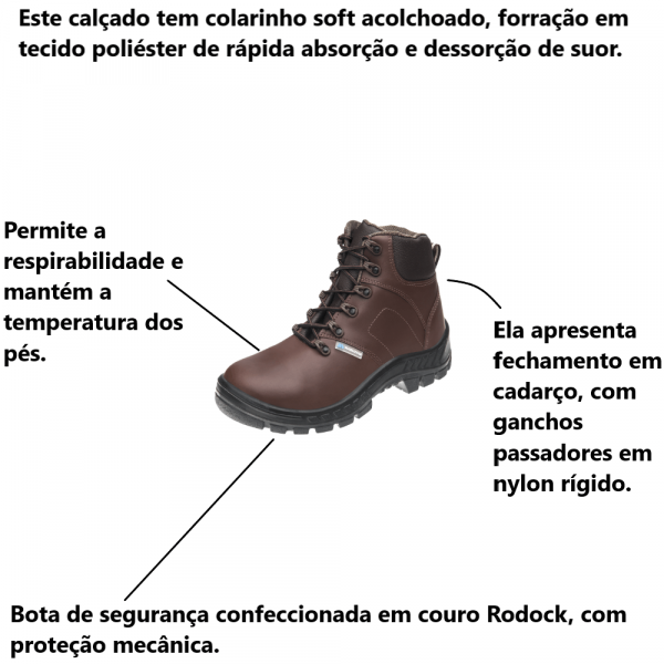 Bota de Segurança Nobuck Café Rodock Bico PVC com Cadarço Marluvas N° 39
