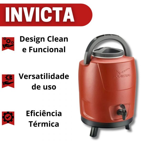 Botijão Térmico com Tripé 9 Litros Vermelho Valvet Invicta 