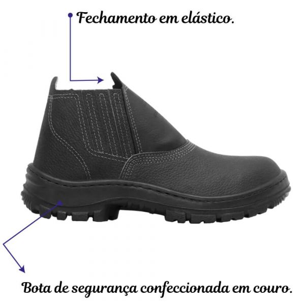 Botina Preta Elástico Mono Bico de Plástico Nº40 Crival