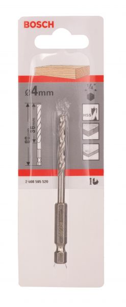 Broca para Madeira 3 Pontas de Aço Rápido 4,0mm Bosch