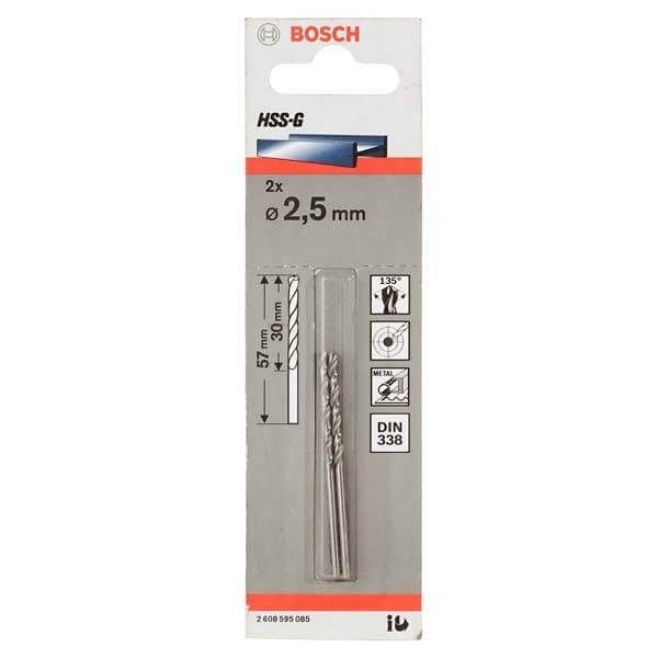 2un Broca Aço Rápido 2,5mm HSS-G Bosch