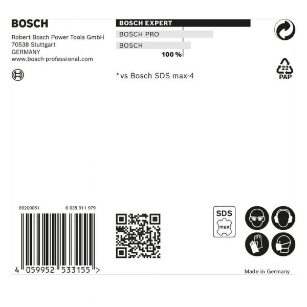 Broca para concreto Bosch EXPERT SDS Max-8X Ø25 x 400 x 520 mm