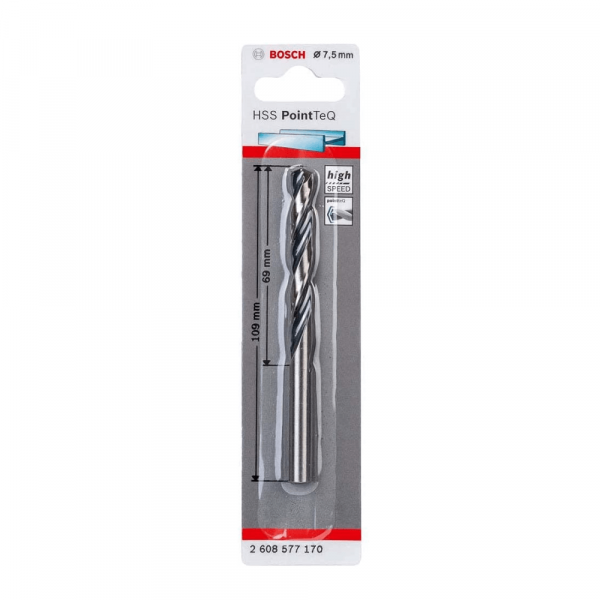 Broca para Metal Bosch Aço Rápido HSS-PointTeQ 7,5mm