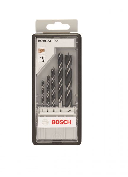 Jogo de Brocas Robust Line para Madeira 3 Pontas 4,0-10,0mm com 5 unidades Bosch