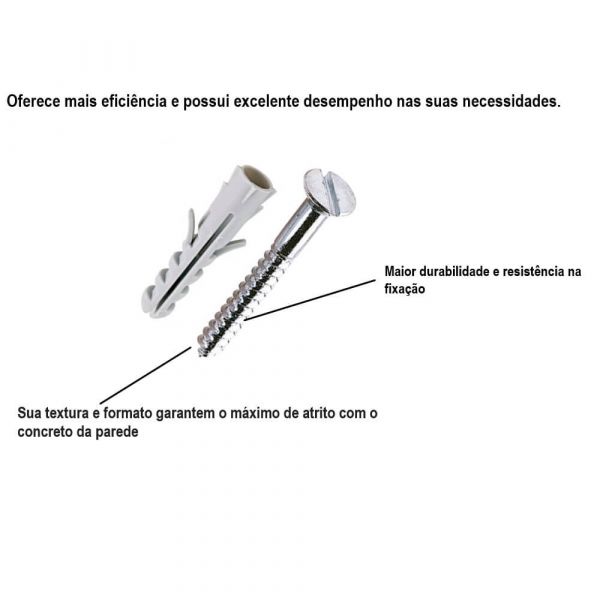 Bucha De Nylon Com Parafuso Cabeça Chata 10 Unidades 07mm Bemfixa