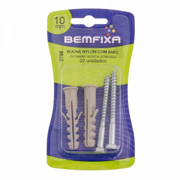 Bucha Nylon Com Parafuso 10mm Bemfixa 