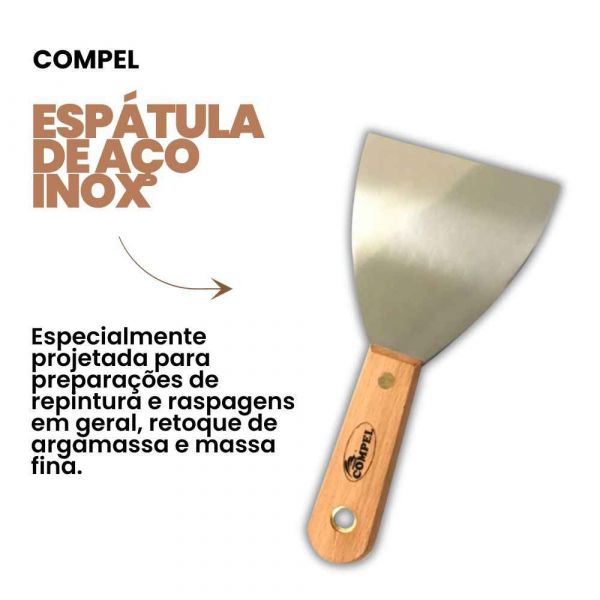 Espátula De Aço Inox 100mm Compel