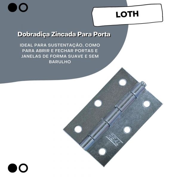 Dobradiça Zincada Para Porta 2,5mm Loth