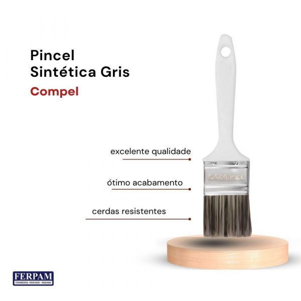 Pincel Sintética Gris Com Cabo Branco 2” Compel