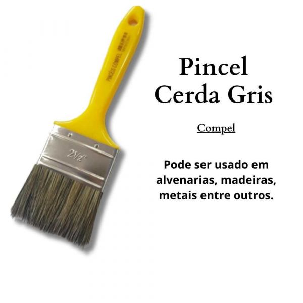 Pincel Cerda Gris Com Cabo Amarelo 2.1/2