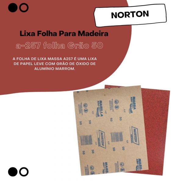 Lixa Massa Madeira a-257 folha Grão 50 Norton 5539503054