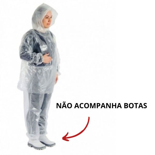 Camisa Plástica Com Capuz Para Chuva
