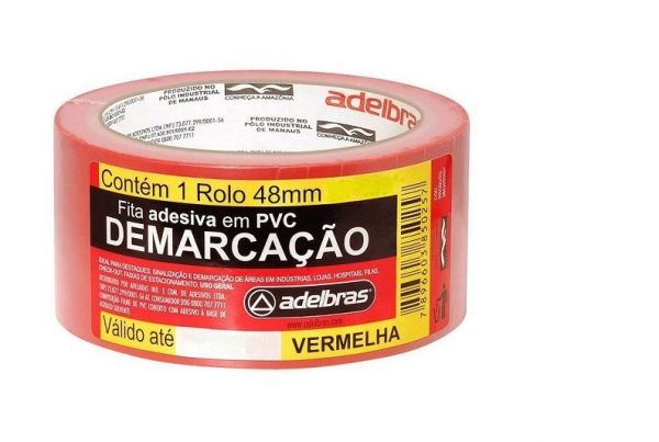 Fita Adesiva para Demarcação de Solo  48mmX30m Vermelha Adelbras