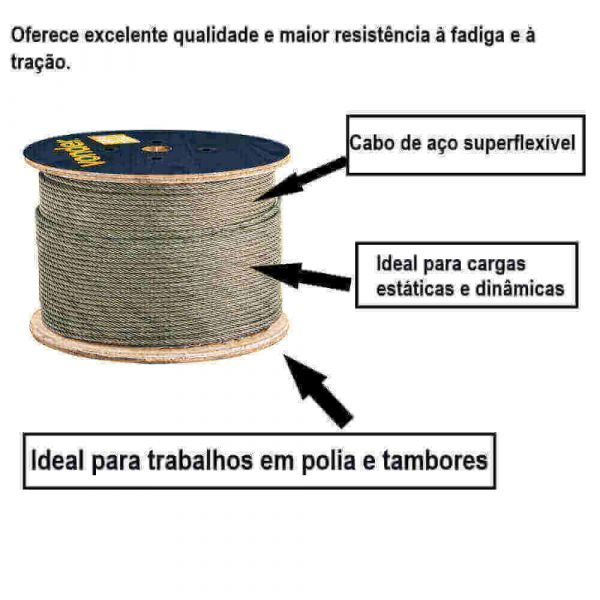 1 Metro De Cabo De Aço Polido AF 25,4mm 1