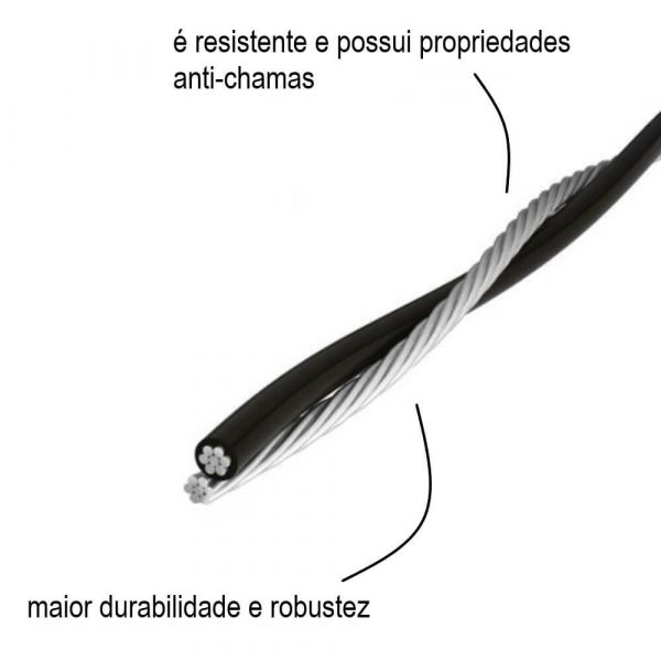 Cabo De Alumínio Multiplexado 3x10mm Preto Corfio