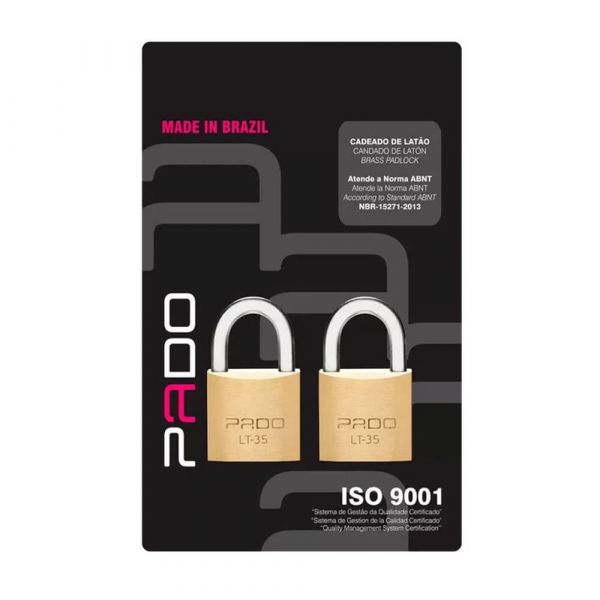 Cadeado 2 Lt 35mm 4 Chaves Iguais Pado