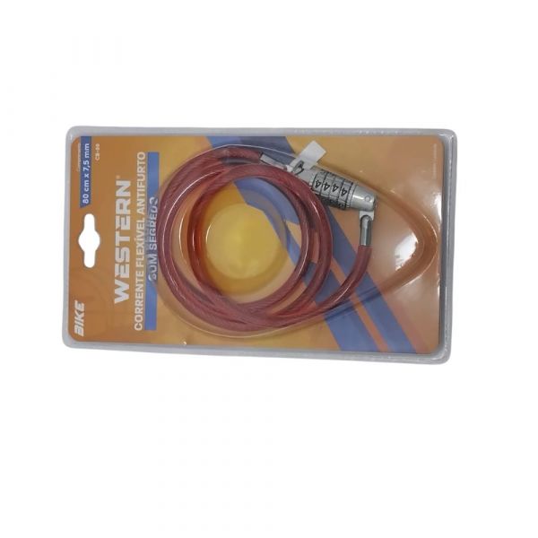 Cadeado Fléxivel Segredo para Bicicleta 80cm Vermelho CB-89 Western