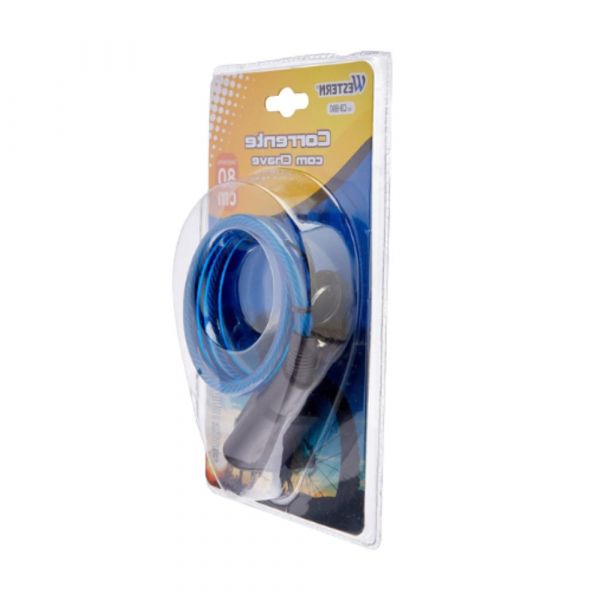 Cadeado Fléxivel Segredo para Bicicleta 80cm Azul CB-88 Western