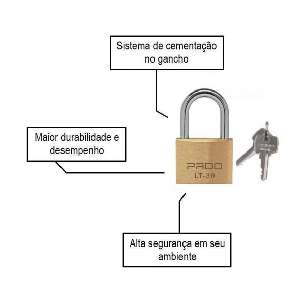 Cadeado Sm 2 Lt-30 mm Com 4 Chaves Pado