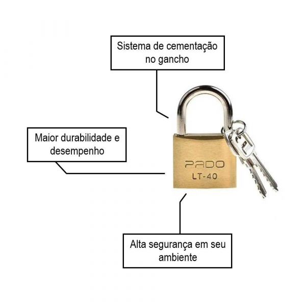 Cadeado Sm 2 Lt-40 mm Com 4 Chaves Pado