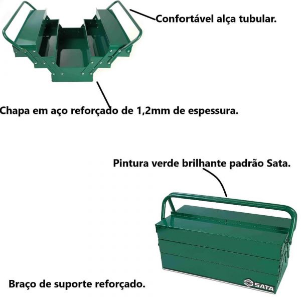 Caixa de Ferramentas Sanfonada 5 Gavetas Sata 