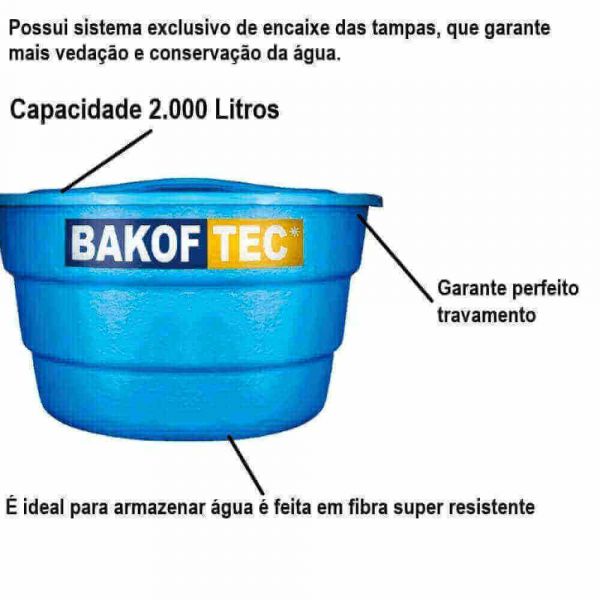 Caixa De Água Fibra De Vidro Com Tampa 2.000 Litros Bakoftec