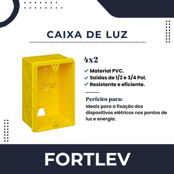 Caixa de Luz Pvc Amarelo 4x2 Fortlev