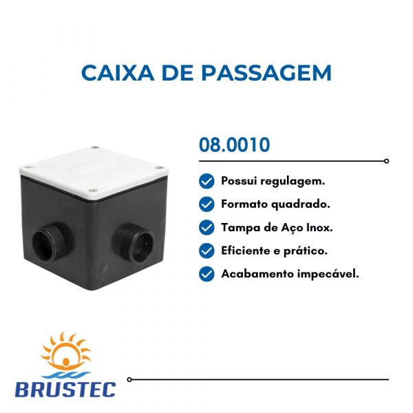 Caixa de Passagem Quadrada com Regulagem Tampa Inox Brustec