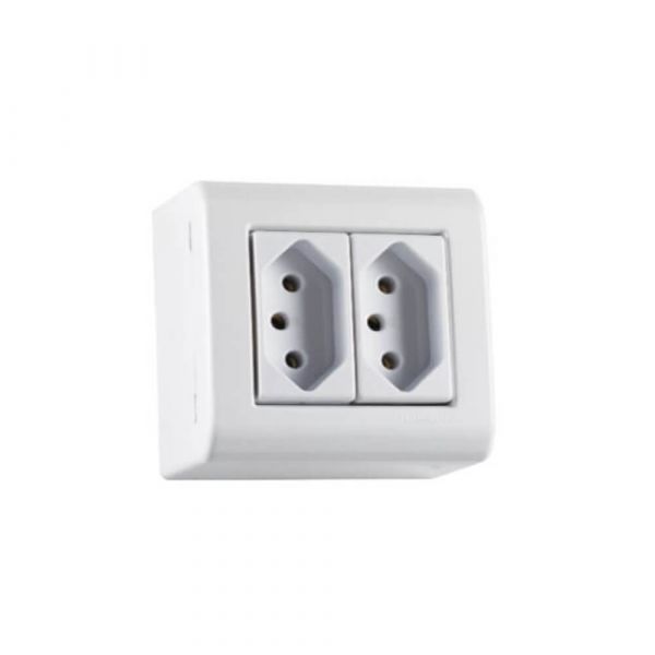 Caixa de sobrepor com 2 Tomadas 2P+T 10 A 250 V Tramontina 