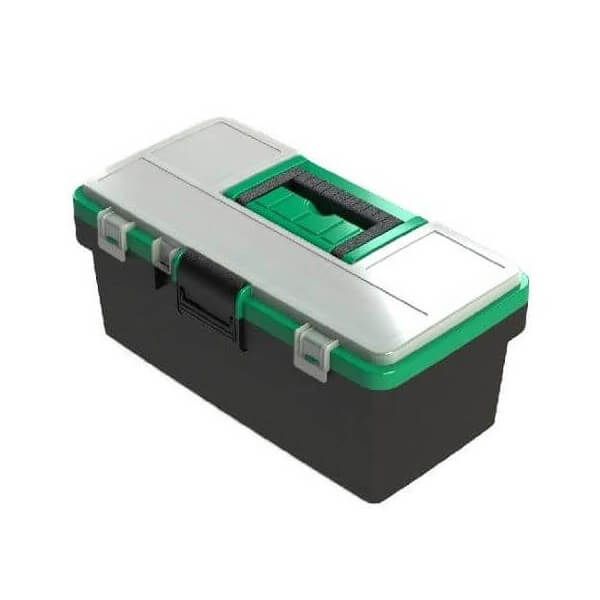 Caixa Plástica para Ferramentas 14com Sobretampa e  Bandeja - Carbografite