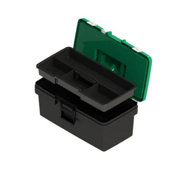 Caixa Plástica para Ferramentas 14com Sobretampa e  Bandeja - Carbografite