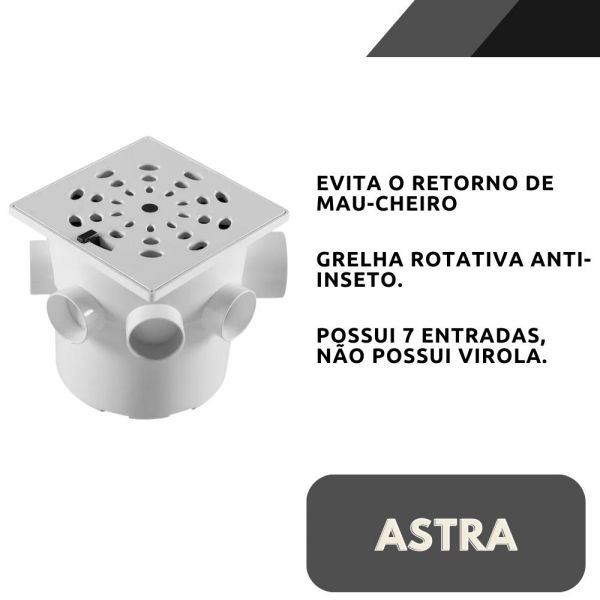 Caixa Sifonada Quadrada 7 Entradas 15x15 cm CS5/B Astra