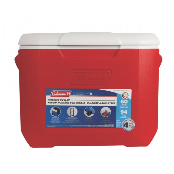 Caixa Térmica 60QT 56,7 Litros Vermelha com Rodas Invicta