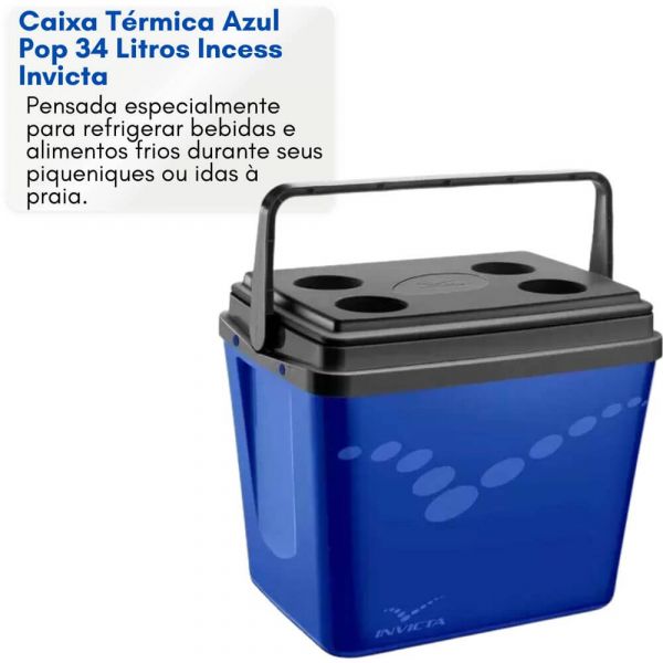 Caixa Térmica Azul Pop 32 Litros Incess Invicta