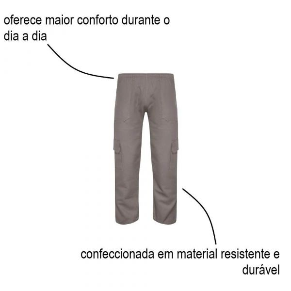Calça Masculina Profissional Cinza Tamanho GG Ideal Work