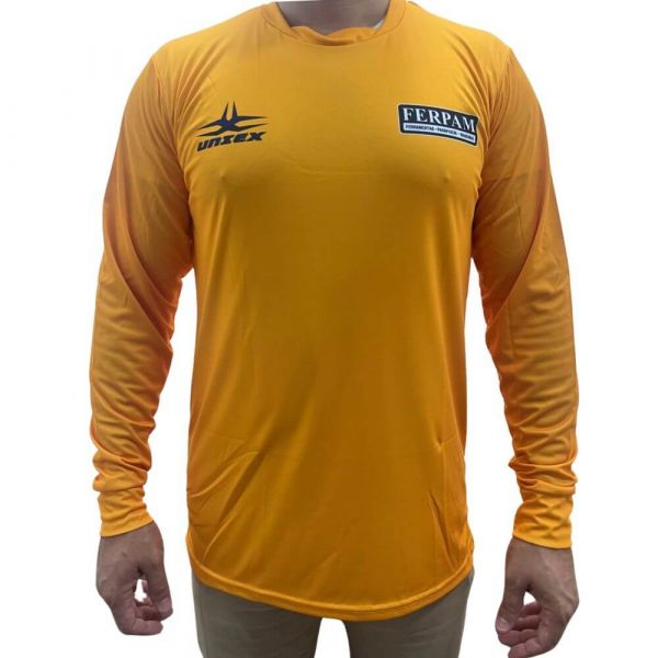 Camisa Térmica Manga Longa Amarela UV 30+ Tamanho P Ferpam Uniex 