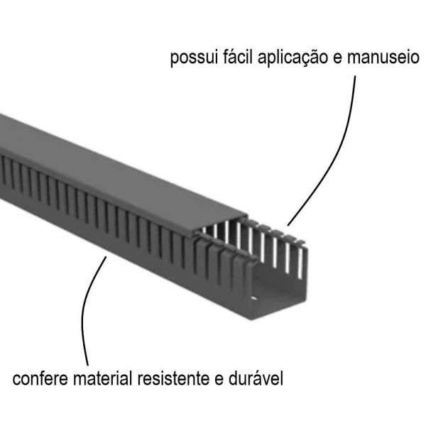  2 Metros Canaleta Recorte Aberto Cinza 20x20mm Lukma