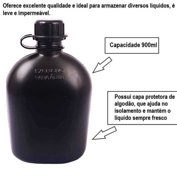 Cantil De Plástico Com Capa Preta 900ml Delta Max