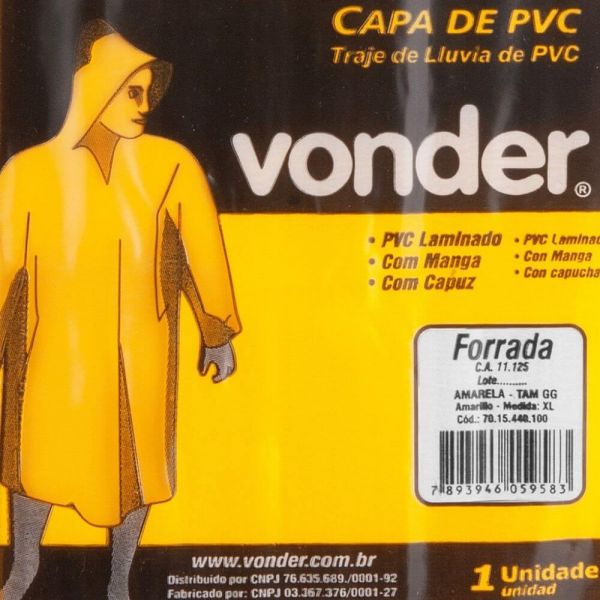 Capa de Chuva com Forro Tamanho GG Vonder