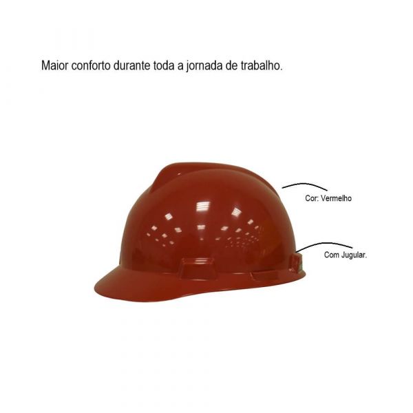 Capacete Vermelho Com Aba Frontal E Jugular Prot Cap