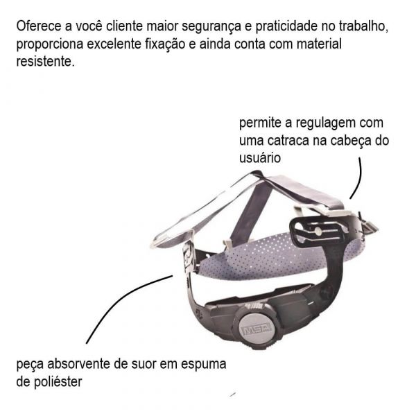 Carneira Para Capacete Msa Com Catraca e Jugular Faz-Trac III Prot Cap