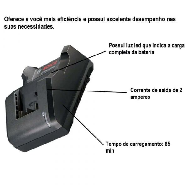 Carregador De Bateria GAL18V-20 BR Bivolt 1600A021LA - Bosch