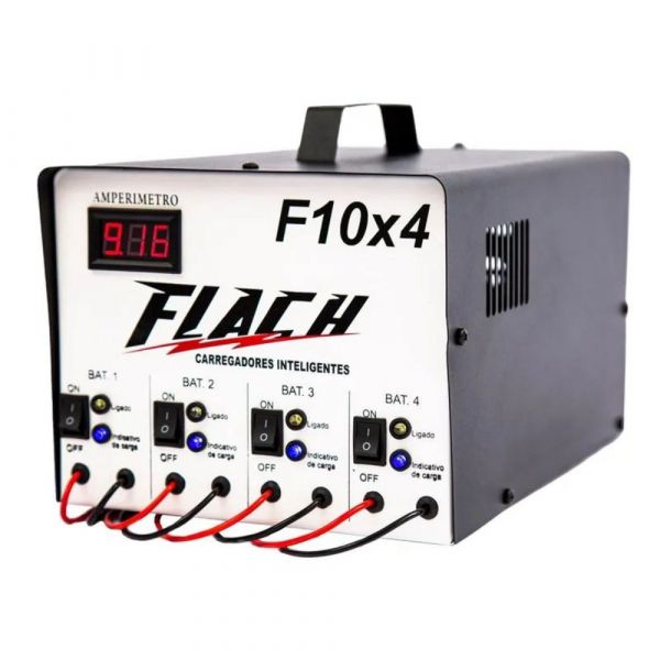 Carregador Inteligente de Bateria F10X4 10A 12V Flach